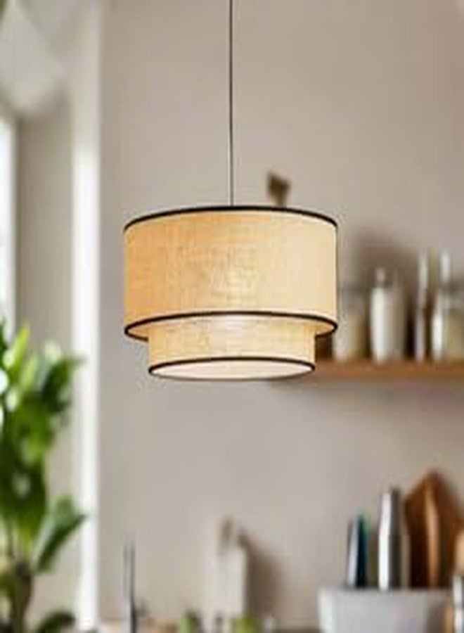 AKWAY Jute Hanging Lamp for Living Room | Jute Pendant Light - Jeevika | Stylish Ceiling Lamp for Bedroom, Dining Room, or Home Décor_12 Dia x 8 Height - Image 1